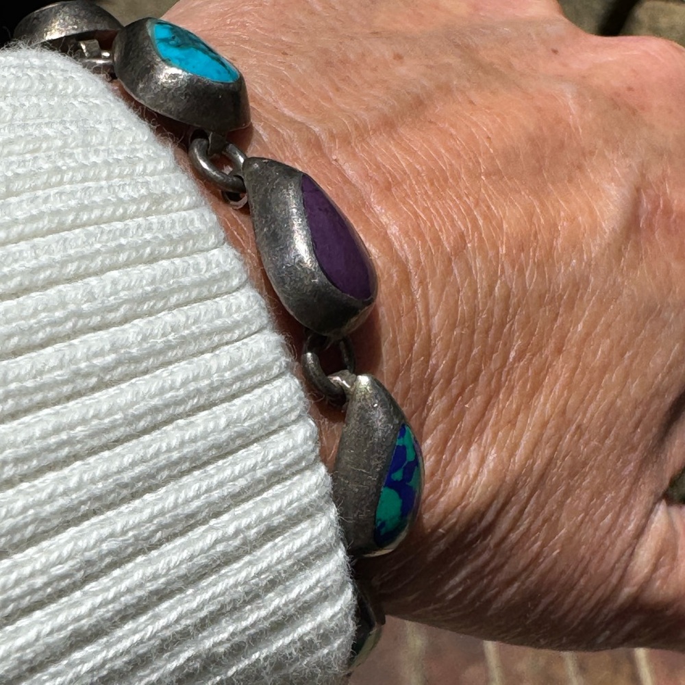 Taxco Multi-Stone Sterling Silver Bracelet - Picture 10 of 11